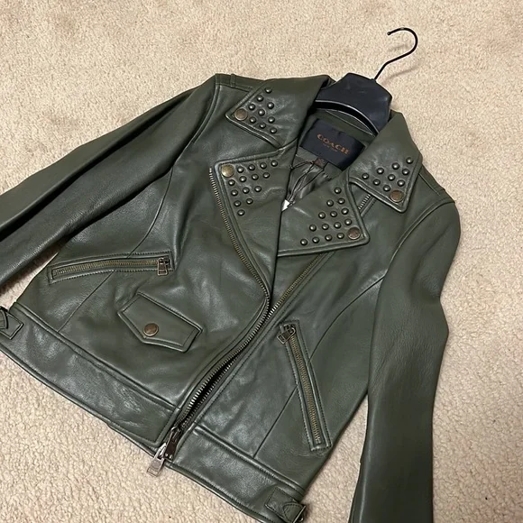 COACH Green Leather Jacket